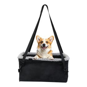 Small Dog Car Seat with Harness Center Console Pet Booster Seat Travel Car Seat with Side Pocket Cotton Velvet Cushion for Dogs Cats Up to 9LBS