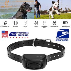 Dog Bark Collar IP67 Waterproof Rechargeable Dog Training Receiver Shock Collar Receiver with Beep Vibration Shock 9 Levels 1640ft Remote Range