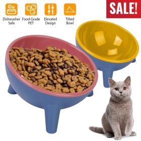 Raised Tilted Elevated Cat Food Bowl Pet Backflow Prevention Water Dish Feeding Bowl for Cats Small Dogs (Option: Yellow)