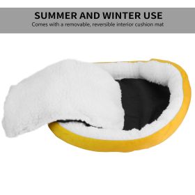 Pet Dog Bed Soft Warm Fleece Puppy Cat Bed Dog Cozy Nest Sofa Bed Cushion For S/M Dog (Option: Yellow)