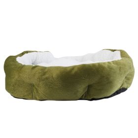 Pet Dog Bed Soft Warm Fleece Puppy Cat Bed Dog Cozy Nest Sofa Bed Cushion For S/M Dog (Option: Green)