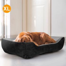 Pet Dog Bed Soft Warm Fleece Puppy Cat Bed Dog Cozy Nest Sofa Bed Cushion Mat For S/M Dog (Option: Black_XL)
