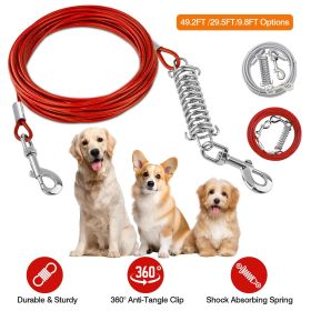 29.5FT Dog Tie Out Cable Long Dog Leash Chew Proof Lead Dog Chain with Durable Spring 360° Rotatable Clips PVC Case for Outside Yard Caming (Option: Grey_9M)