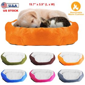 Pet Dog Bed Soft Warm Fleece Puppy Cat Bed Dog Cozy Nest Sofa Bed Cushion For S/M Dog (Option: Orange)