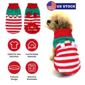 Pet Christmas Turtleneck Sweater Dog Cat Christmas Clothes Snowman Stripes Costume Winter Holiday Sweater for Small Medium Kitten Puppy Cats Dogs (Option: Furball_S)
