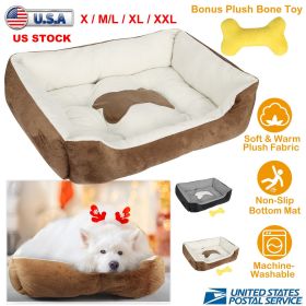 Pet Dog Bed Soft Warm Fleece Puppy Cat Bed Dog Cozy Nest Sofa Bed Cushion Mat For S/M Dog (Option: Black_XXL)