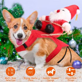 Pet Christmas Costumes Red Winter Coat for Dog Riding Santa Claus with Bell Clothes New Year Outfit Cosplay Costumes Party Dress Up For Cats (Option: XL)
