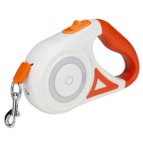 16FT Retractable Dog Leash Extendable Pet Leash Dog Walking Leash with Flashlight RGB Light 2 Rolls of Waste Bags Dispenser Fit for 66-110lbs (Option: Orange)