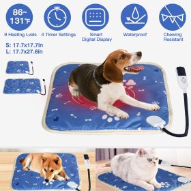 Pet Heating Pad Electric Dog Cat Heating Mat Waterproof Warming Blanket with 9 Heating Levels 4 Timer Setting Constan On Function Chewing-resistant S/ (Option: 45_45CM_9Gear)