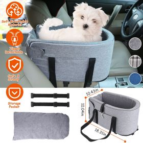 Console Pet Car Seat with Storage Pocket Booster Car Seat Portable Pet Travel Bag Machine Washable Pet Seat Fit For Small Dog Cat (Option: Silver)