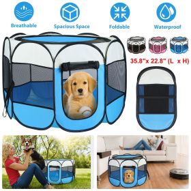 Portable Foldable Pet Tent Exercise Pen Kennel Removable Zipper Top and Bottom Water Resistant Indoor Outdoor Use For Dogs Cats Other Pets (Option: L_Pink)