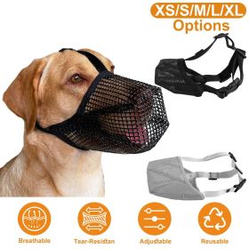 Pet Muzzle Mask Soft Mesh Muzzle Adjustable Dog Mouth Cover with Breathable Mesh Adjustable Neck Forehead Strap for Anti Biting Barking Chewing (Option: Black_XS)