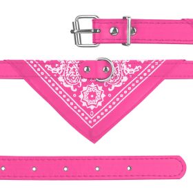 Adjustable Bandana Leather Pet Collar Triangle Scarf (Option: Pink_M)