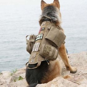 Tactical Dog Harness With Pouches; Adjustable Harness With 3 Detachable Pockets (Color: Black, size: Xl)