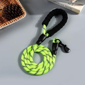 Nightglow Reflective Round Rope Dog Leash (Color: Green, size: 180X1.2Cm)