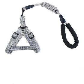 Reflective Pet Leash And Collar Set - Keep Your Furry Friend Safe And Stylish! (Color: Grey, Style-Size: 2Pcs Set-S)