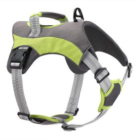 Reflective Chest Strap Dog Leash Set With Towing Rope (Color: Green, size: L)