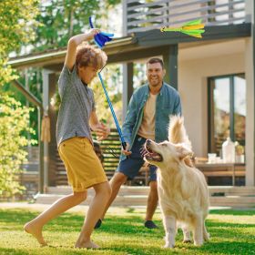 Extendable Dog Flirt Pole with Lure 10.23-26.77in Teaser Wand with 2 Replaceable Interactive Tail Toys For Small Medium Large Dogs Training Exercise T (Option: Blue)