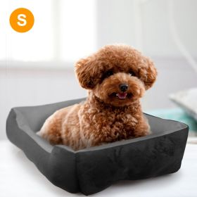 Pet Dog Bed Soft Warm Fleece Puppy Cat Bed Dog Cozy Nest Sofa Bed Cushion Mat For S/M Dog (Option: Black_S)