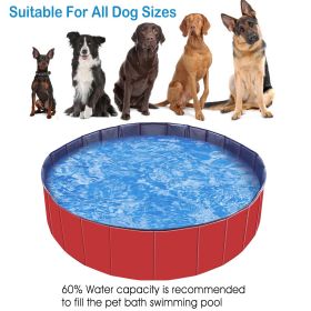 Foldable Pet Swimming Pool PVC Kiddie Baby Dog Swim Pool Bathing Tub Playmat Kids Pools (Option: Red)